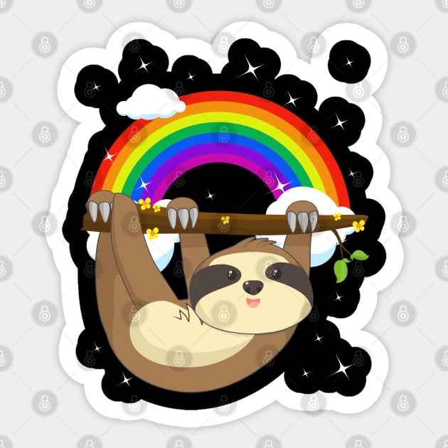 Funny Climbing Sloth LGBT Community Pride Sticker by TheBeardComic